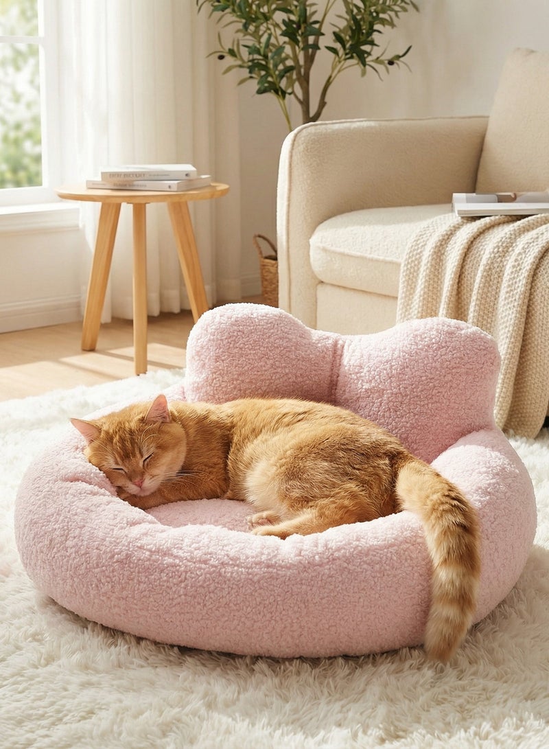 حجم كبير من القطيفة الناعمة مع سرير قابل للغسل في الغسالة ، سرير وسادة مهدئ منفوش ومقاوم للماء 60 سم (وردي) - Image 1